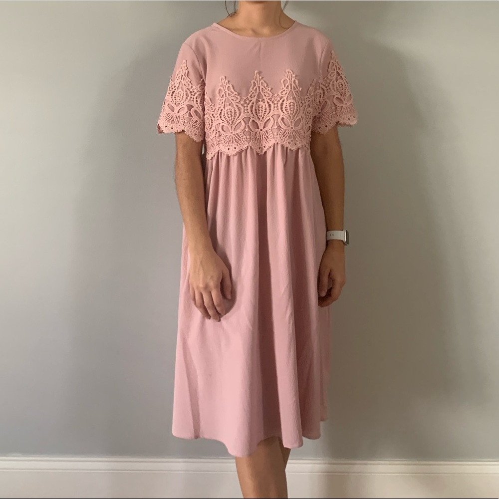 Pink dress with lace details